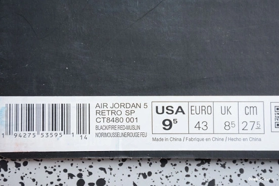 538 Air Black  Red CT8480-001 CT8480-001 O-W Muslin-Fire Retro Comfortable Jordan 5 0607